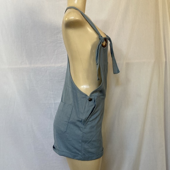 SALE!!! PATRON OF PEACE Blue Romper Size Medium Adjustable Straps Cuff Hem NWT - Picture 3 of 7